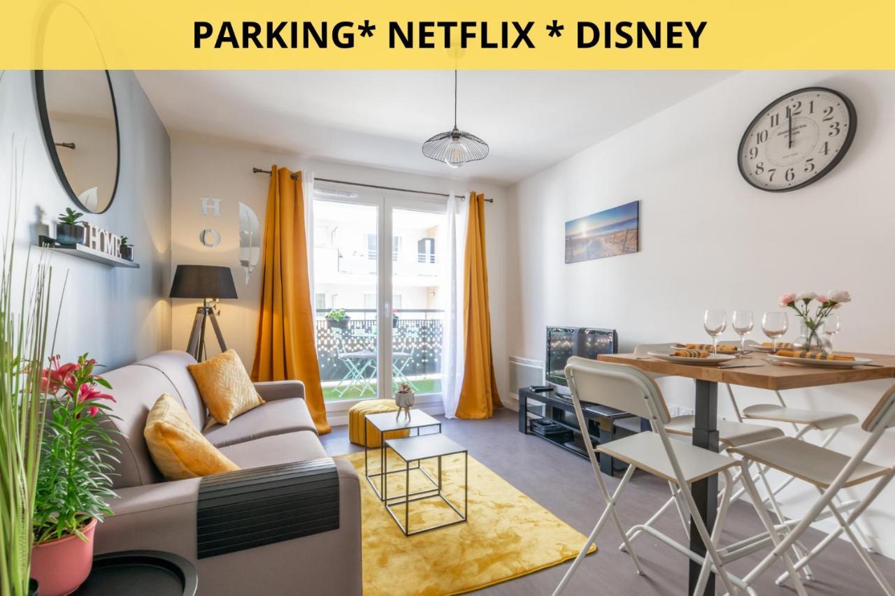 The Sunshine- Appart Cosy Proche Paris-Disney Avec Parking Prive Dans Residence Meaux Exteriör bild